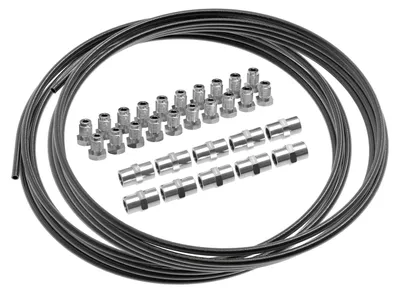 Produktbild von 10m Bremsleitung Ø 4,75mm Stahl im SET + 20 Verschraubungen + 10 Verbinder M10 x 1 DIN 74 234 konform verkupfertes Stahl-Bremsrohr im Sortiment für Bördel F