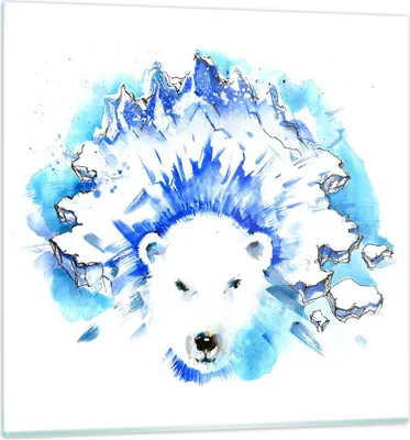 Produktbild von Bilder auf glas - Bär Eis Winter Arktis - 50x50cm - Glasbilder - Wandbilder - Kunstdruck - zum Aufhängen bereit - Wanddekoration aus Glas - Glas Bilder - Wandbild auf Glas - Einteilig - GAC50x50-3021