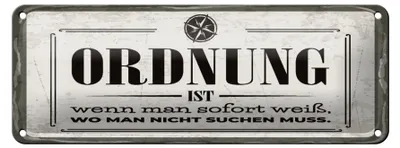 Produktbild von Blechschild Spruch 27x10 cm Ordnung ist Schild