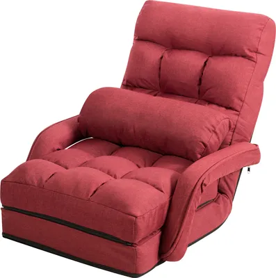 Produktbild von COSTWAY Klappsofa verstellbar, Bodenstuhlsofa mit Armlehnen und Kissen, Rot