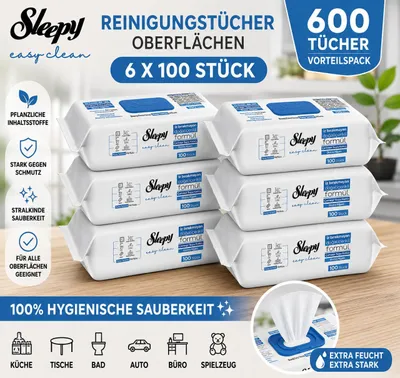 Produktbild von Sleepy Easy Clean Oberflächenreinigungstücher Bleach Effect 6x100