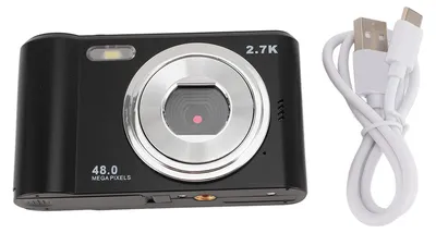 Image de Appareil photo numérique compact 1080p, écran TFT 2,4 pouces, rechargeable, zoom 8x, étui, 48 MP, idéal pour le vlogging et la photographie, noir