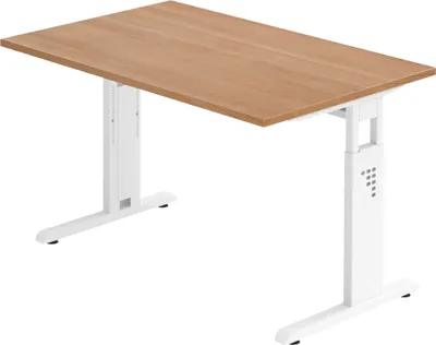 Produktbild von bümö Schreibtisch Serie-O - Größe:  120 x 80 cm, Nachbildung: Nussbaum, Gestell: Weiß