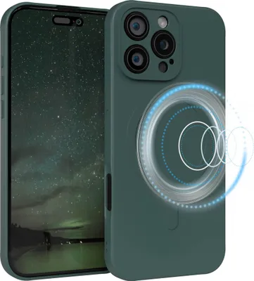 Produktbild von EAZY CASE - Silikonhülle magnetisch für Apple iPhone 16 Pro Max, Hülle Silikon, weich stoßfeste Magnet Handyhülle, Schutzhülle mit Kameraschutz, TPU Bumper in Grün