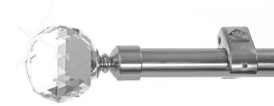 Produktbild von Edelstahl Look Gardinenstange 20mm Wandträger 1-läufig Kristall Kugel, Länge wählbar D50 E87 R