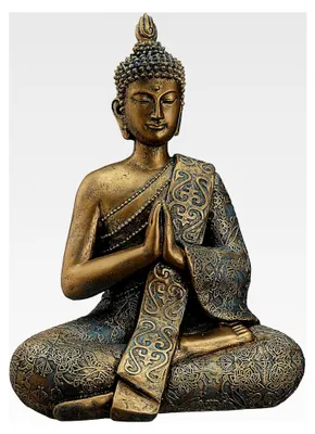 Produktbild von Sitzende Buddha Statue in Gold für Feng Shui Garten H 30 cm zur Gartendekoration