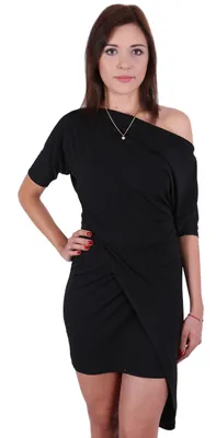 Produktbild von John Zack Schwarzes, asymmetrisches Mini-Kleid XS