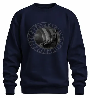Obrázok produktu pre Vikingská loď Runic Circle Nordic Drakkar Sailor Viking Uni mikina, námornícka, 3XL