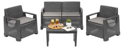 Produktbild von Dmora Outdoor-Sitzgruppe Covo, Anthrazit, 4-Sitzer mit Tisch
