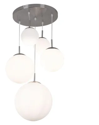 Produktbild von Elegante LED Hängeleuchte mit 5 Opal-Glaskugeln