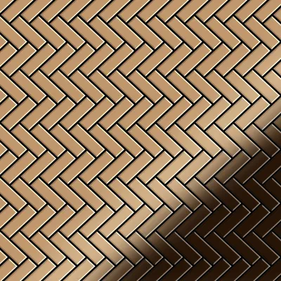 Produktbild von Mosaik Fliese massiv Metall Titan hochglanz kupfer 1,6mm Herringbone-Ti-AM