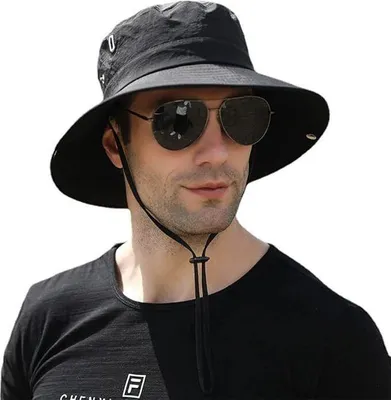 Produktbild von Sonnenmütze Herren Sommerhut UV Schutz Fischerhut Sommer Boonie Hut mit Breiter Krempe Wanderhut