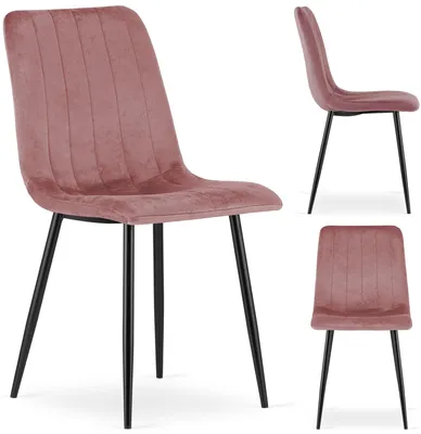 Zdjęcie produktu dla Krzesło Tapicerowane Welurowe Velvet do Salonu Kuchni Jadalni Róż Simple