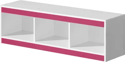 Produktbild von Kinderzimmer - Hängeregal / Wandregal Walter 10, Farbe: Weiß / Rosa Hochglanz - 41 x 120 x 32 cm (H x B x T)