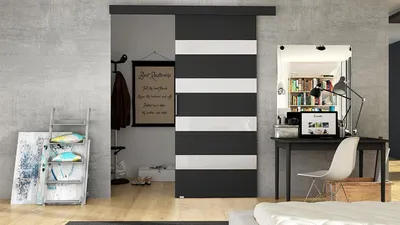 Obrázek produktu pro Posuvné dveře MIRAN 5 - 70 cm, černé / bílé sklo