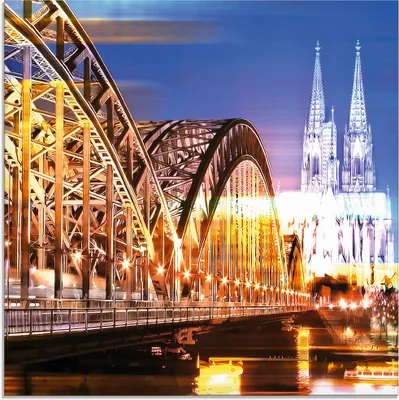 Produktbild von ARTland Glasbild Köln Skyline Abstrakte Collage 10 Größe: 30x30 cm
