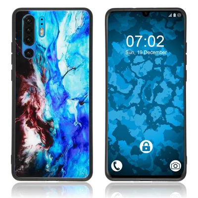 Produktbild von PhoneNatic Hybridhülle kompatibel mit Huawei P30 Pro - mit Glasrücken - Marmor-Muster  Design:04 Cover Schutzhülle Cover
