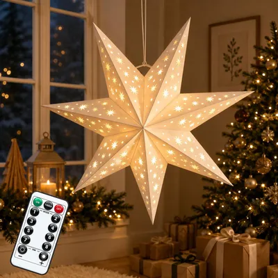 Weihnachtsstern 45 cm, warmweiß, mit Timer, batteriebetrieben