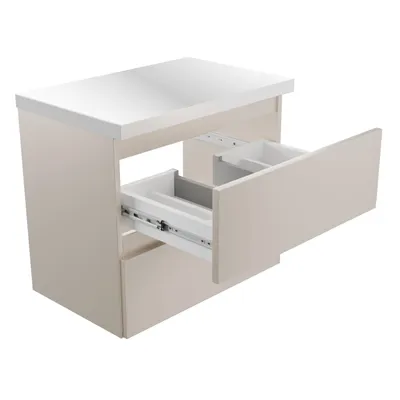 Produktbild von paplinskimoebel -  Waschtischunterschrank mit Schubladen CALPE 60 cm, Badezimmerschrank, Aufsatzschrank aus Holz – Kaschmir matt, Beige, WC, Toilette