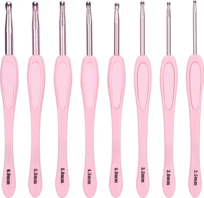 Produktbild von 8pcs Häkelhakengewinde Strickwerkzeuge Abs Kunststoffgriff Ergonomische Pullovernadeln rosa