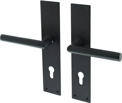 Produktbild von Türgriffe Lavuzo Nuoro Schwarz - Türklinken mit Schild PC72 - Pro Set