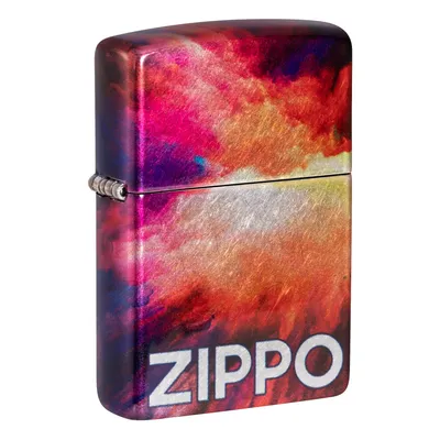 Produktbild von Zippo Sturmfeuerzeug - Tie Dye Zippo Design Tumbled Chrome - Nachfüllbar für lebenslange Verwendung - Geschenkbox - Metallgehäuse -  USA