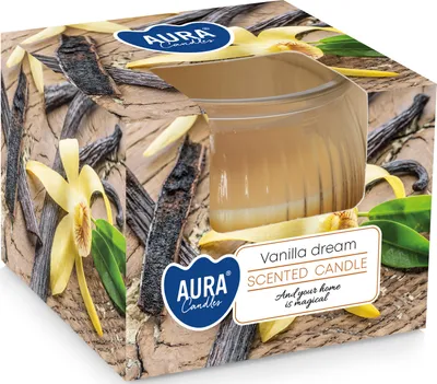Zdjęcie produktu dla Świeca zapachowa w szkle BISPOL Aura 18H WANILIOWE MARZENIE