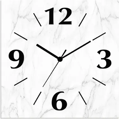 Produktbild von ARTland Wanduhr auf Alu Funkuhr - schwarzer Zeiger Weiße Marmoroptik Größe: 30x30 cm