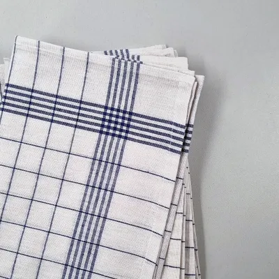 Produktbild von Geschirrtuch weiß-blau 5 Stück : 100% Baumwolle 60 g/m² : weiß/blau