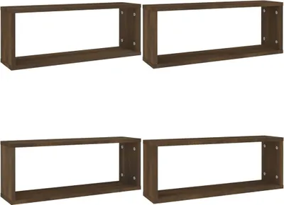 Obrázek produktu pro vidaXL Police Cube 4 ks. Hnědý dubový vzhled 60x15x23cm Materiál na bázi dřeva