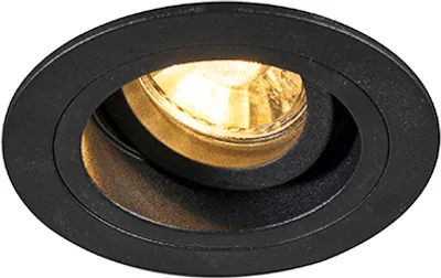 Produktbild von QAZQA - Modern Moderner Einbaustrahler schwarz 9,2 cm dreh- und neigbar - Chuck I Wohnzimmer I Schlafzimmer - Stahl Rund - LED geeignet GU10