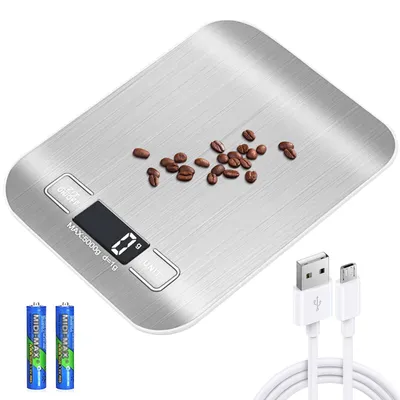 Digitale Küchenwaage 10 kg/1 g, USB-wiederaufladbar, LCD, Tara