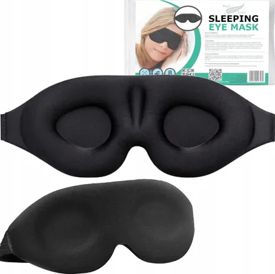 Produktbild von 3D Augenmaske zum Schlafen - Schlafmaske mit verstellbarem Gummiband 100 % verdunkelnd - Ideal für Schlaf auf Reisen oder Zuhause - Schwarz
