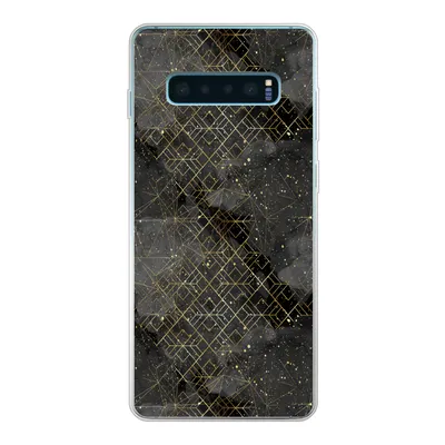 Produktbild von MuchoWow® Handyhülle Schutzhülle Hülle für Samsung Galaxy S10 Plus Marmor - Schwarz - Gold - Geometrie Silikon Softcase Handy Hülle - Schutzhülle