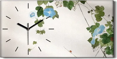 Produktbild von Küchenuhr Bürouhr Leinwand Uhr Geräuschlos Kunstdruck 60x30 Insekten und Blumen - schwarze Hände
