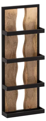 Produktbild von Wandregal 30x80x10cm Mango Massivholz Metall Industrial 4 Ablagen