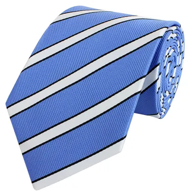 Produktbild von Fabio Farini - 1 Stück gestreifte Herren Krawatte - Tie mit Streifen in 6cm oder 8cm Breite Breit (8cm), Himmelblau/Weiß/Schwarz