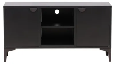 Image de Piring meuble tV 2 portes, 2 étagères noir.
