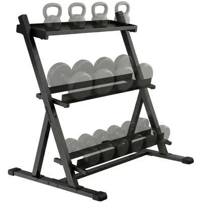 Obrázek produktu pro Stojan na činky, třípatrový, nosnost 200 kg, černý