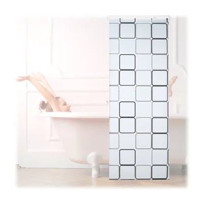 Produktbild von Relaxdays Duschrollo Square, wasserabweisend, Retro Badrollo Wanne u. Dusche, Deckenmontage, 80x240 cm, semitransparent