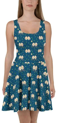 Produktbild von Mr. & Mrs. Panda Kleid Eulen Liebe M - Blau - Geschenk, Eule, Damenkleid, A-Linien-Kleid, glücklich, Sommerkleid, Strandkleid, Damen-Sommerkleid, Owl, Paar