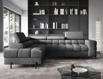 Zdjęcie produktu dla Zestaw wypoczynkowy Narożnik Sofa Zestaw wypoczynkowy Ferucce z funkcją spania Skrzynia na pościel Zestaw wypoczynkowy