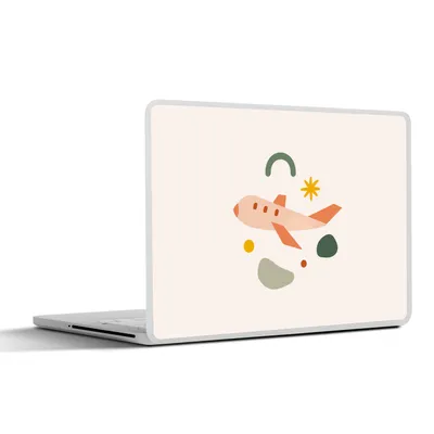 Produktbild von MuchoWow® Laptop Aufkleber Sticker Cover Flugzeug - Abstrakt - Orange 25x18 cm - Laptop-Deko