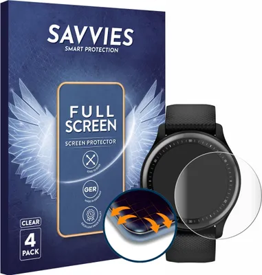 Produktbild von 4x Savvies Fullscreen Schutzfolie für Garmin Vivomove Sport Displayschutz Folie Fullcover Klar Transparent
