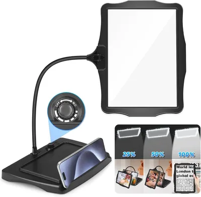 Produktbild von Lupe, Stehlupe, Desktop 10-fache Lupe mit LED-Licht, Leselupe mit Licht für Senioren, USB wiederaufladbar, Lupenlampe zum Lesen, Nähen, Handwerk, DIY