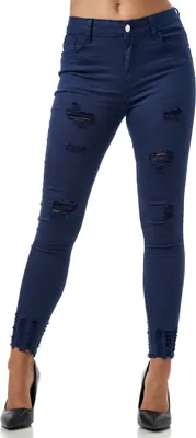 Produktbild von Elara Damen Jeans High Waist Destroyed MEL0275-1 Navy-48 (4XL)