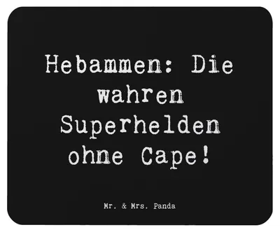 Produktbild von Mr. & Mrs. Panda Mousepad Spruch Hebamme Superheld - Schwarz - Geschenk, personalisierte Geschenke, mausteppich, Beruf, Geburtshaus, Hebammenarbeit, computer mauspad