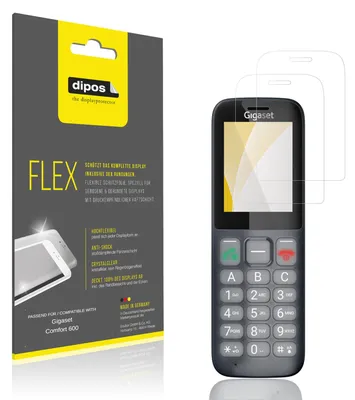 Zdjęcie produktu dla 2 folie ochronne do telefonu Gigaset Comfort 600, zapewniające 100% pokrycie ekranu, marka dipos Flex
