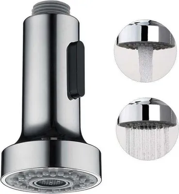 Produktbild von Küchenarmatur-Ausziehbrause, 2-stufiger Brausekopf, Ersatz-Ausziehbrause für Küchenmischbatterien, Chrom, G1/2". DEBUNS