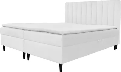 Produktbild von Boxspringbett FERO , Bonell-Matratze 2Bettkästen und Topper Premium Doppelbett , 140 x 200 cm , ( Weiss - Madryt 120 )
